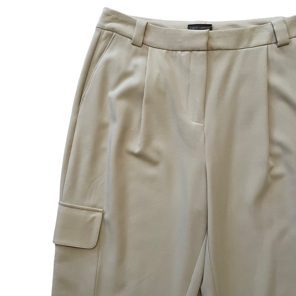 Vince Camuto Cream"Spring Safari" High Waisted Pleated Cargo Pant 6 - Picture 5 of 11